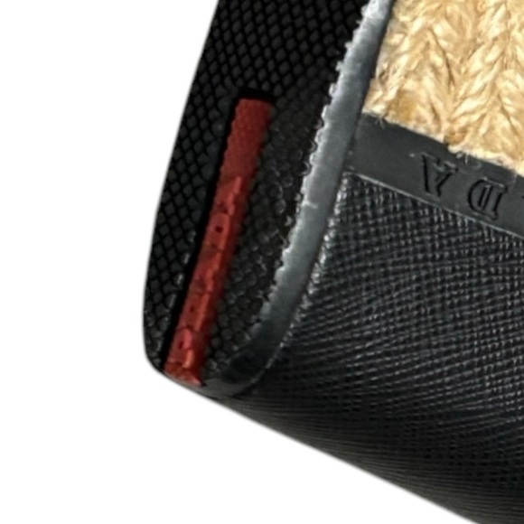 PRADA - SIZE 36EU / 6 US - BLACK LEATHER PLATFORM WEDGE ANKLE SANDALS - S6 - Picture 8 of 14